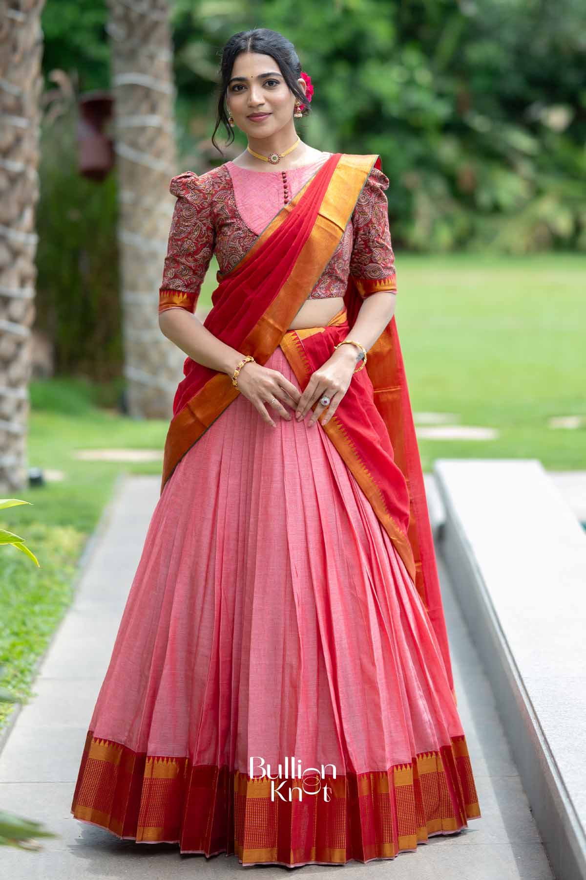 Kumkum | Pink Handloom Half Saree | Festive Radiance