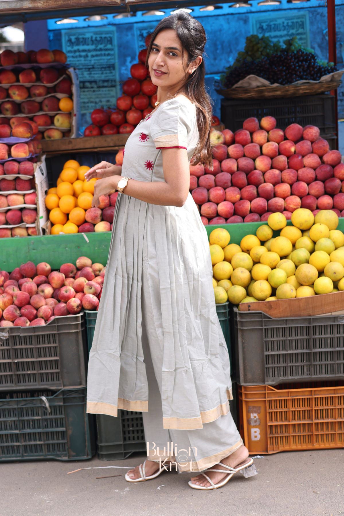 Kalki Handloom Kurta Set in Grey