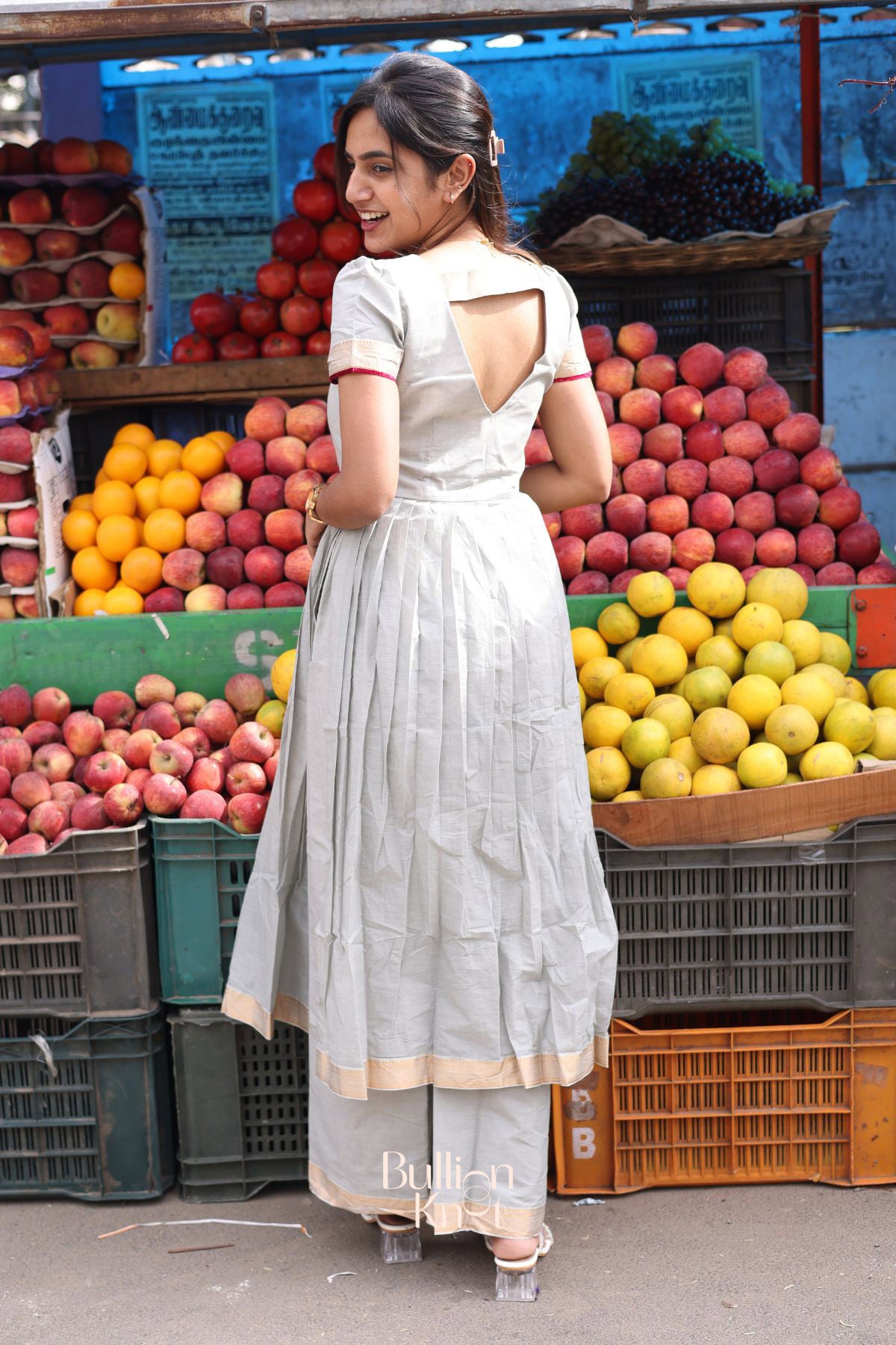 Kalki Handloom Kurta Set in Grey