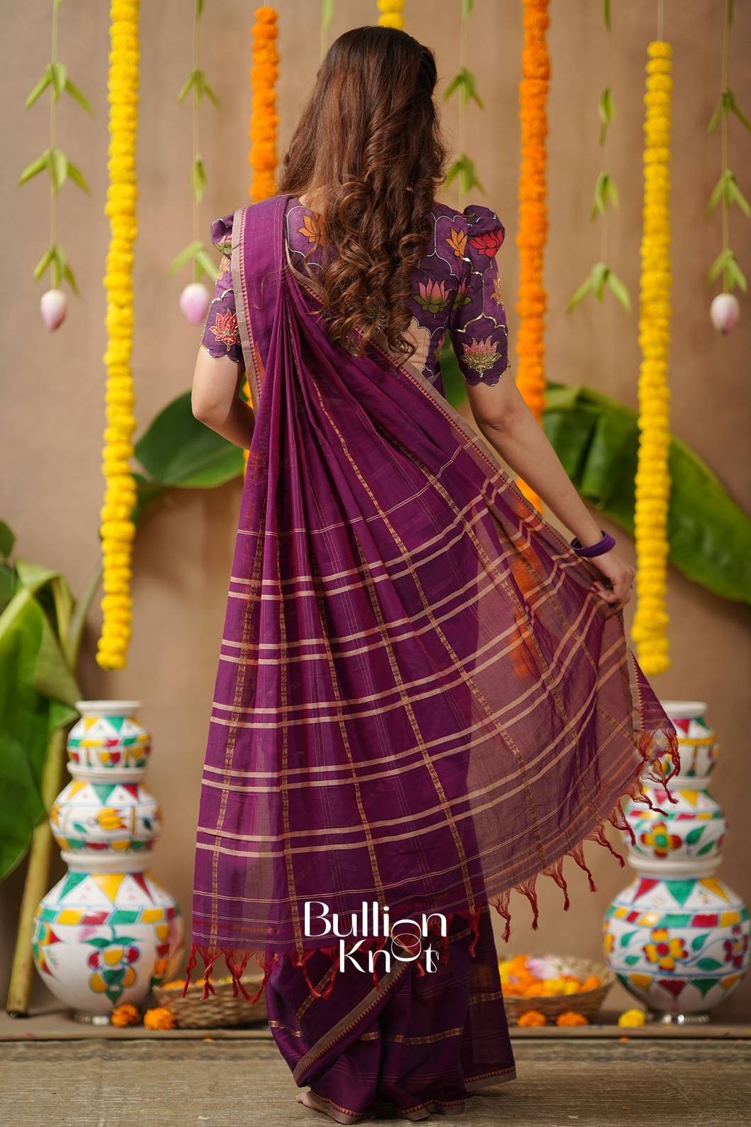 Kamalpadma 2-In-1 Half Saree Plum Purple Design