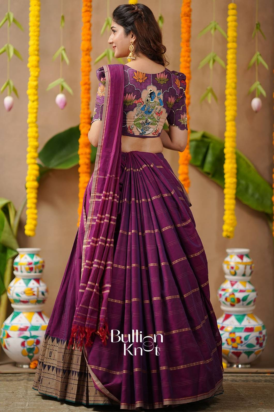 Kamalpadma 2-In-1 Half Saree Plum Purple Design