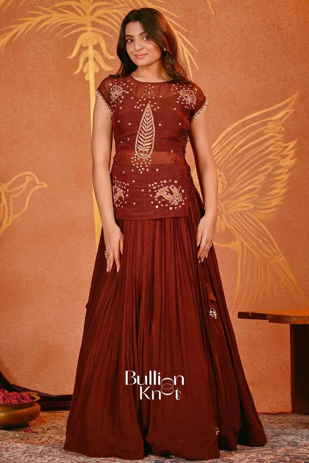 Kamala| Brown  3 Piece Set Indo-Western
