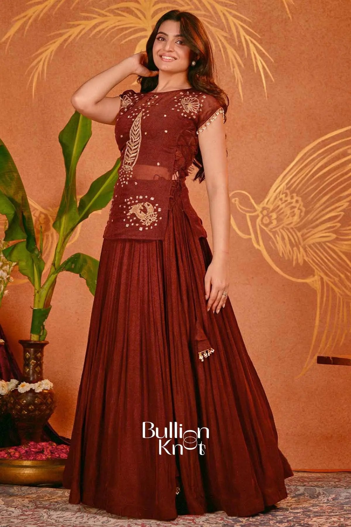 Kamala| Brown  3 Piece Set Indo-Western