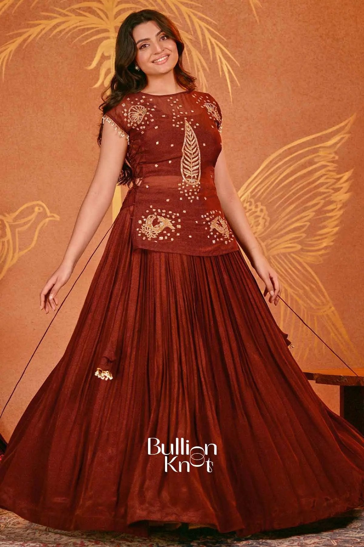 Kamala| Brown  3 Piece Set Indo-Western