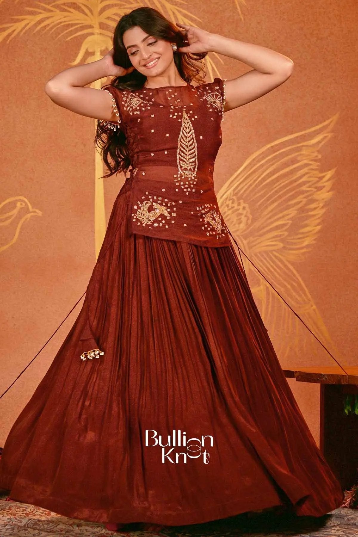 Kamala| Brown  3 Piece Set Indo-Western
