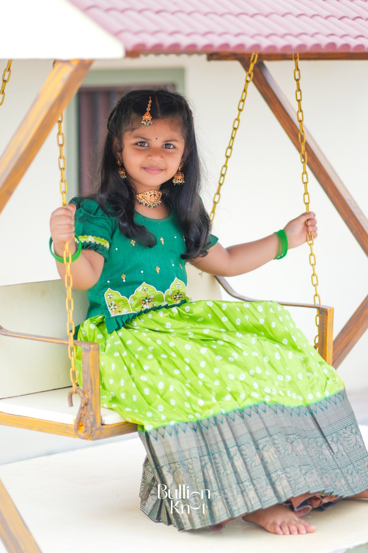 Baby Kamdhenu Lehenga Set in Sea Green