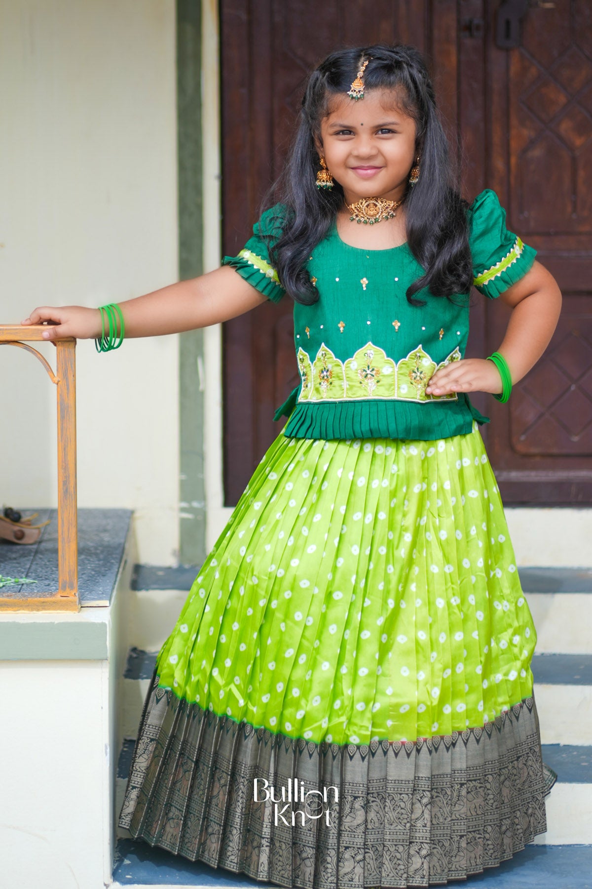 Baby Kamdhenu Lehenga Set in Sea Green