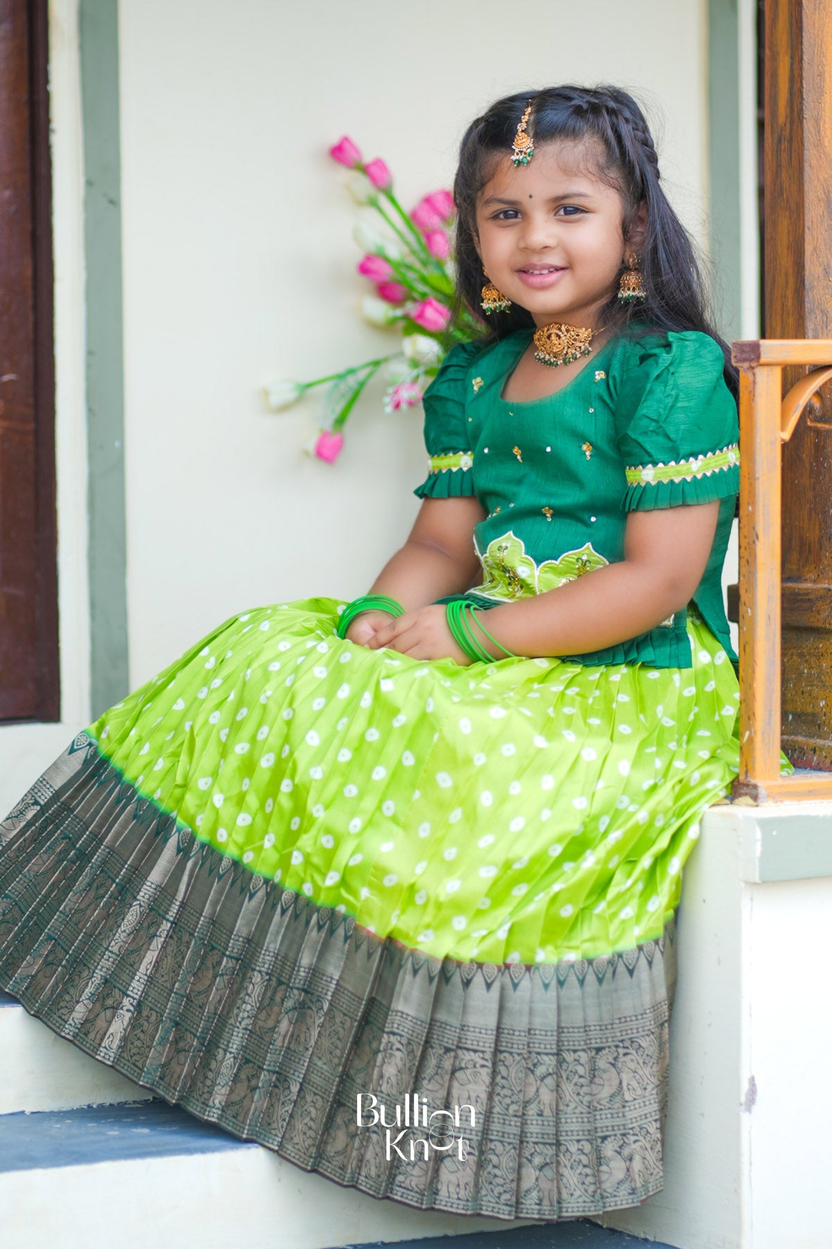 Baby Kamdhenu Lehenga Set in Sea Green
