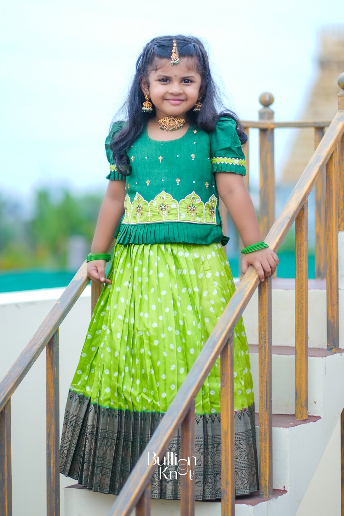 Baby Kamdhenu Lehenga Set in Sea Green