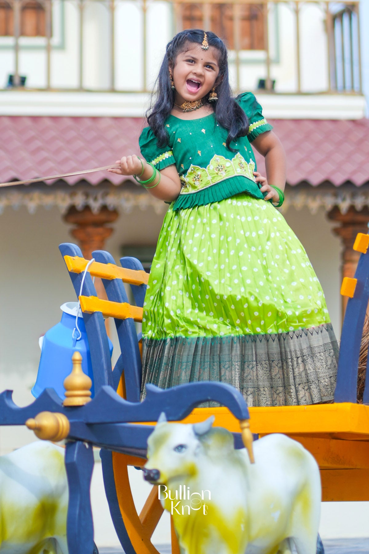 Baby Kamdhenu Lehenga Set in Sea Green