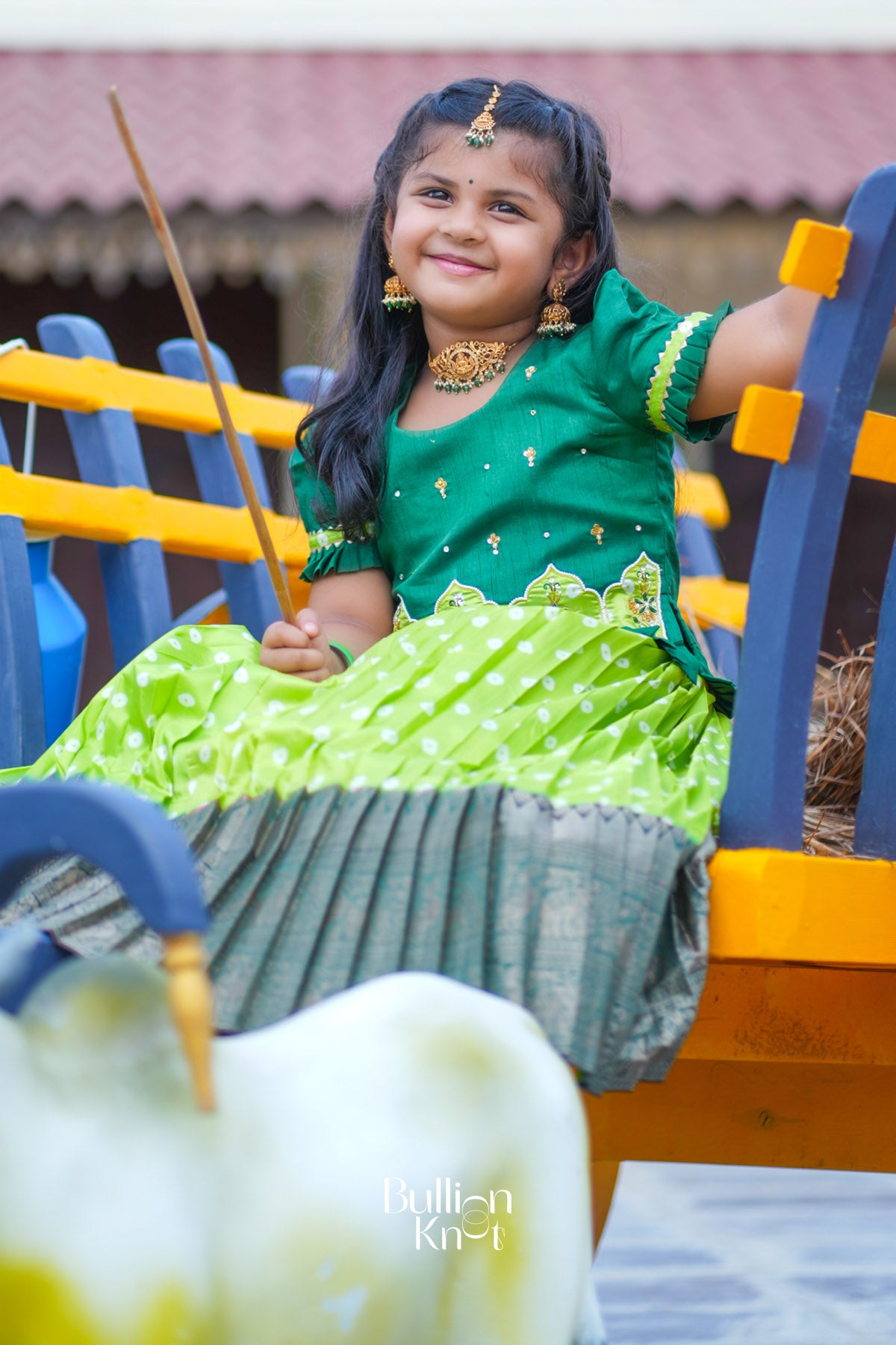 Baby Kamdhenu Lehenga Set in Sea Green