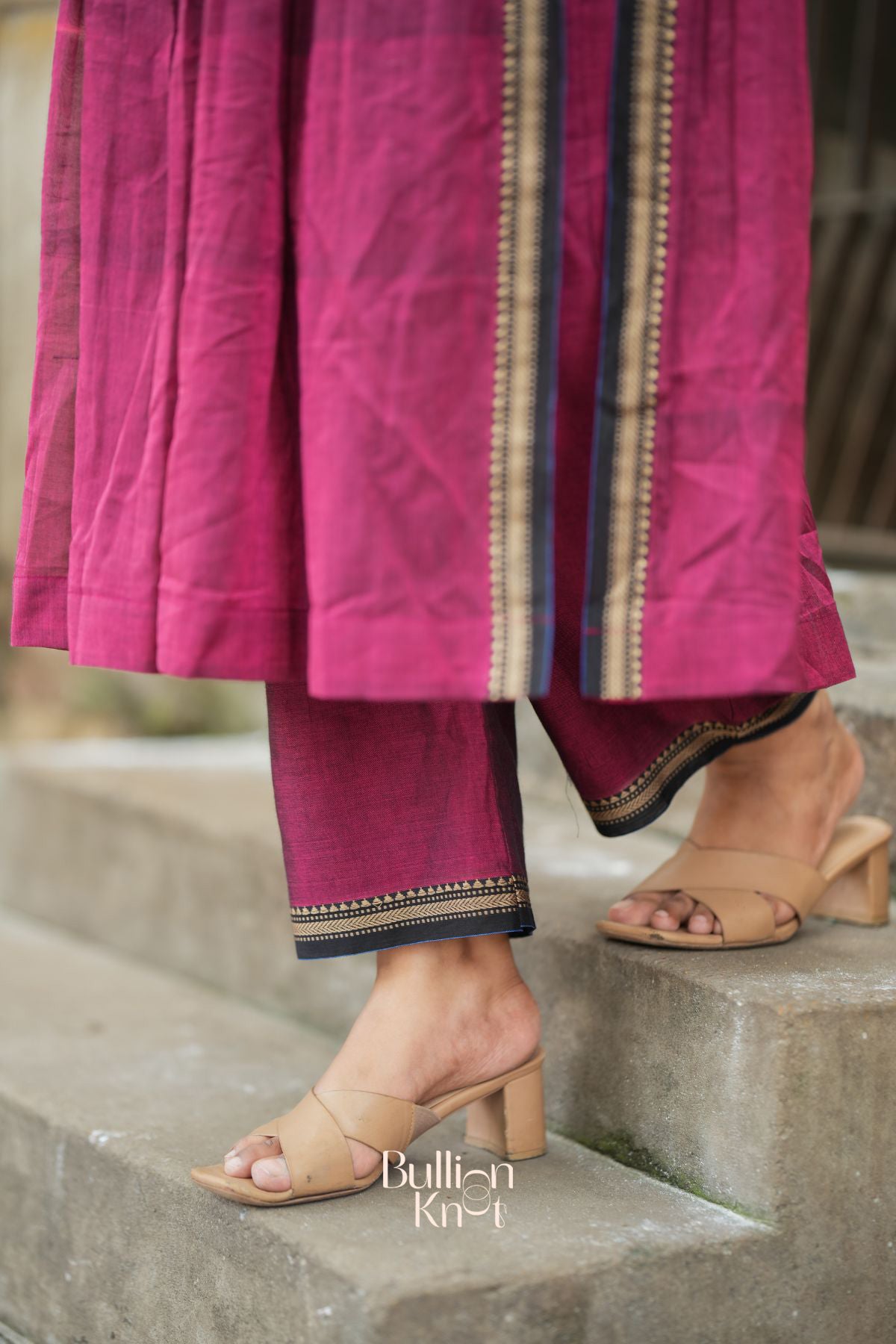 Kasturi Handloom Kurta Set in Maroon