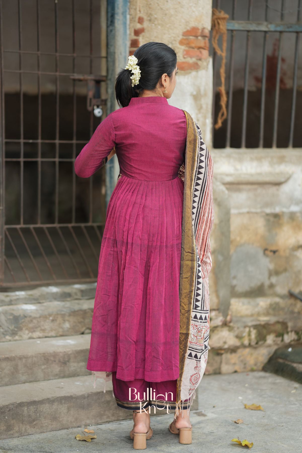 Kasturi Handloom Kurta Set in Maroon