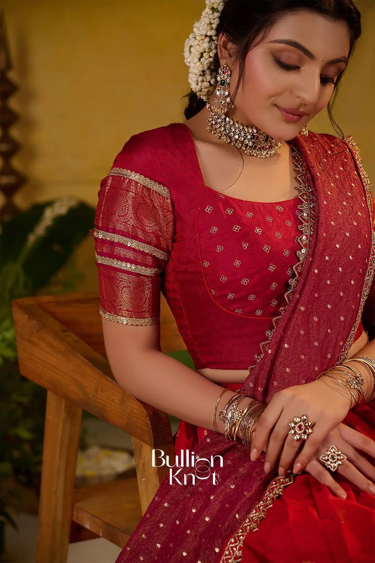 Kaushika Soft Silk Lehenga Set In Red