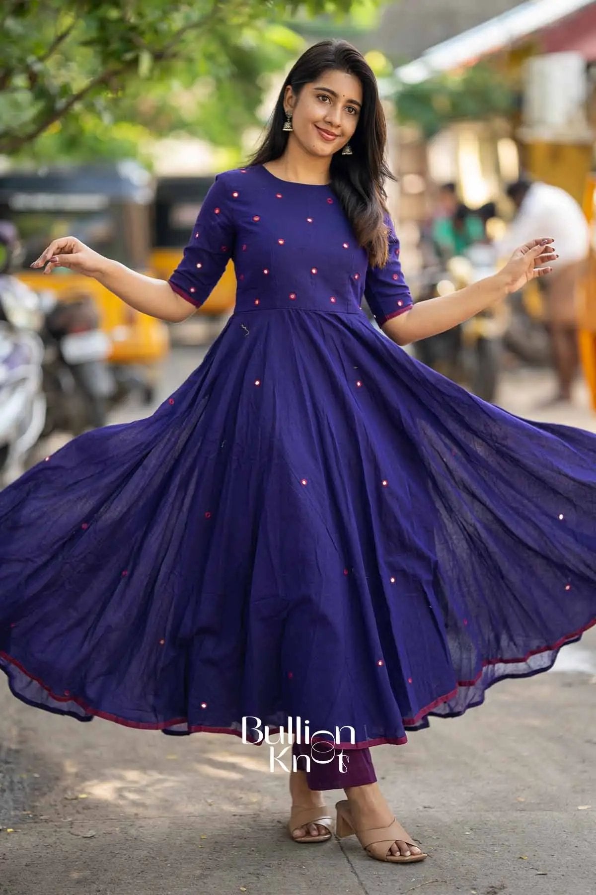 Kumari Blue Handloom Anarkali Dress