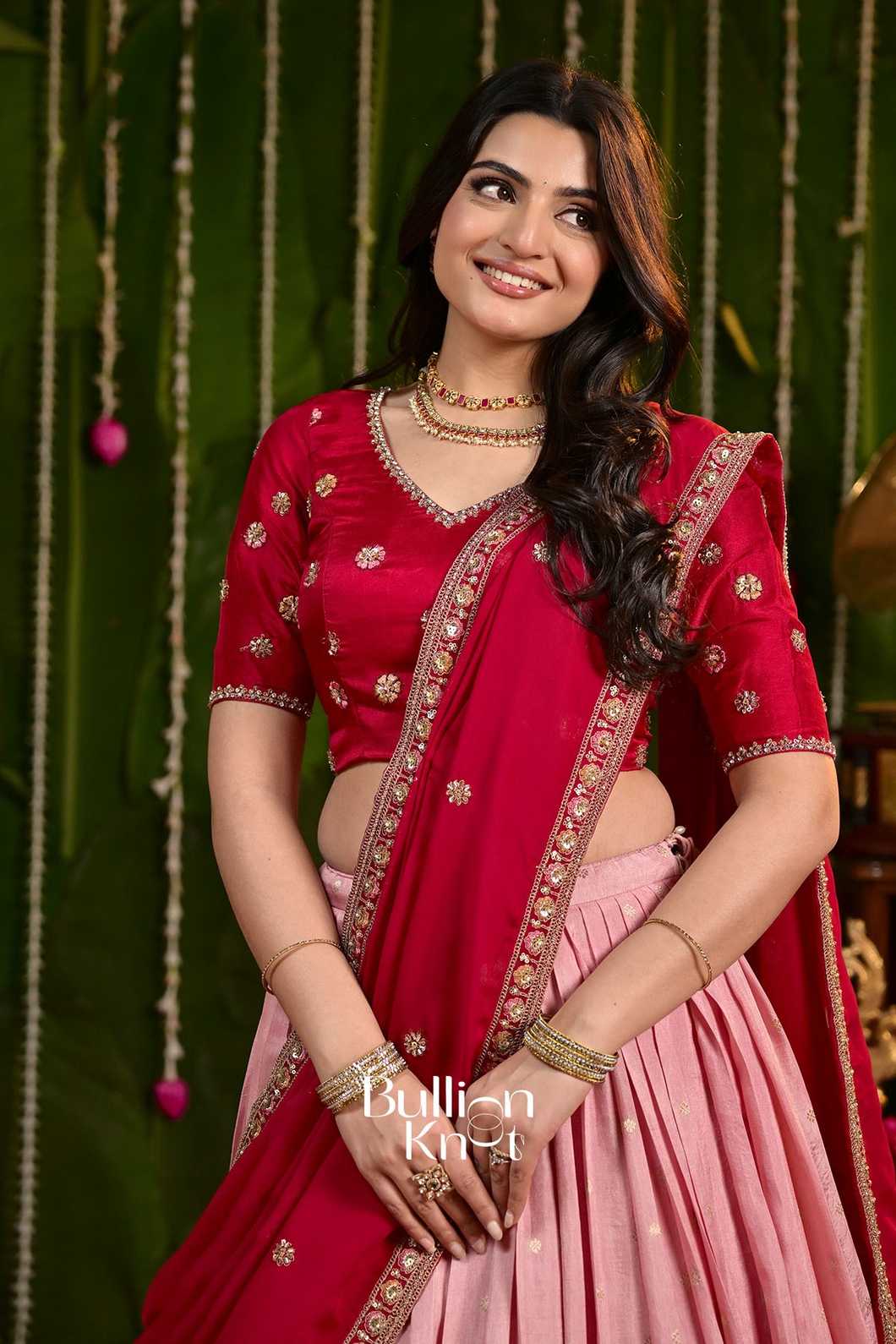 Laxmi Wine Russian Silk Lehenga Set - Ethnic Attire