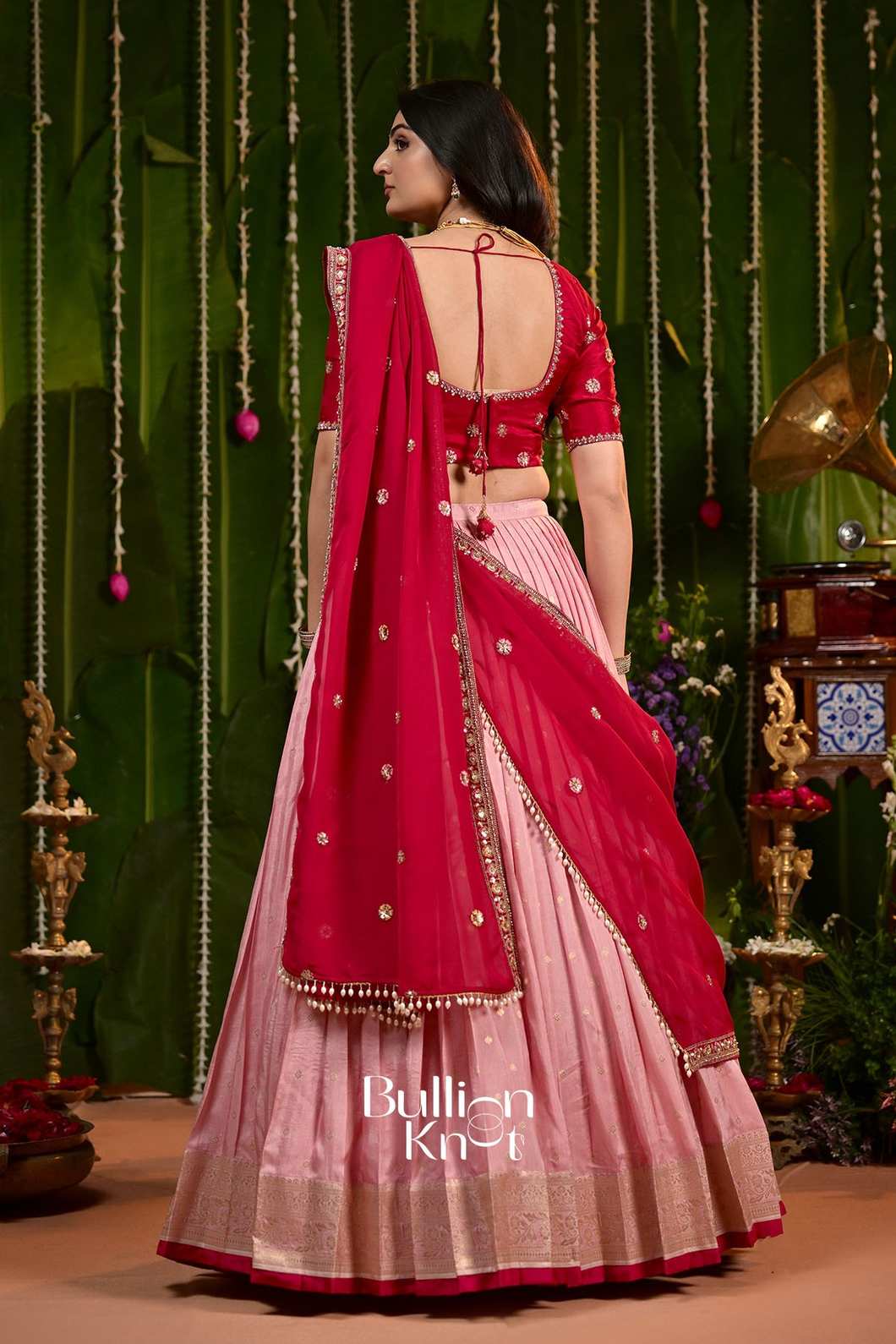 Laxmi Wine Russian Silk Lehenga Set - Ethnic Attire