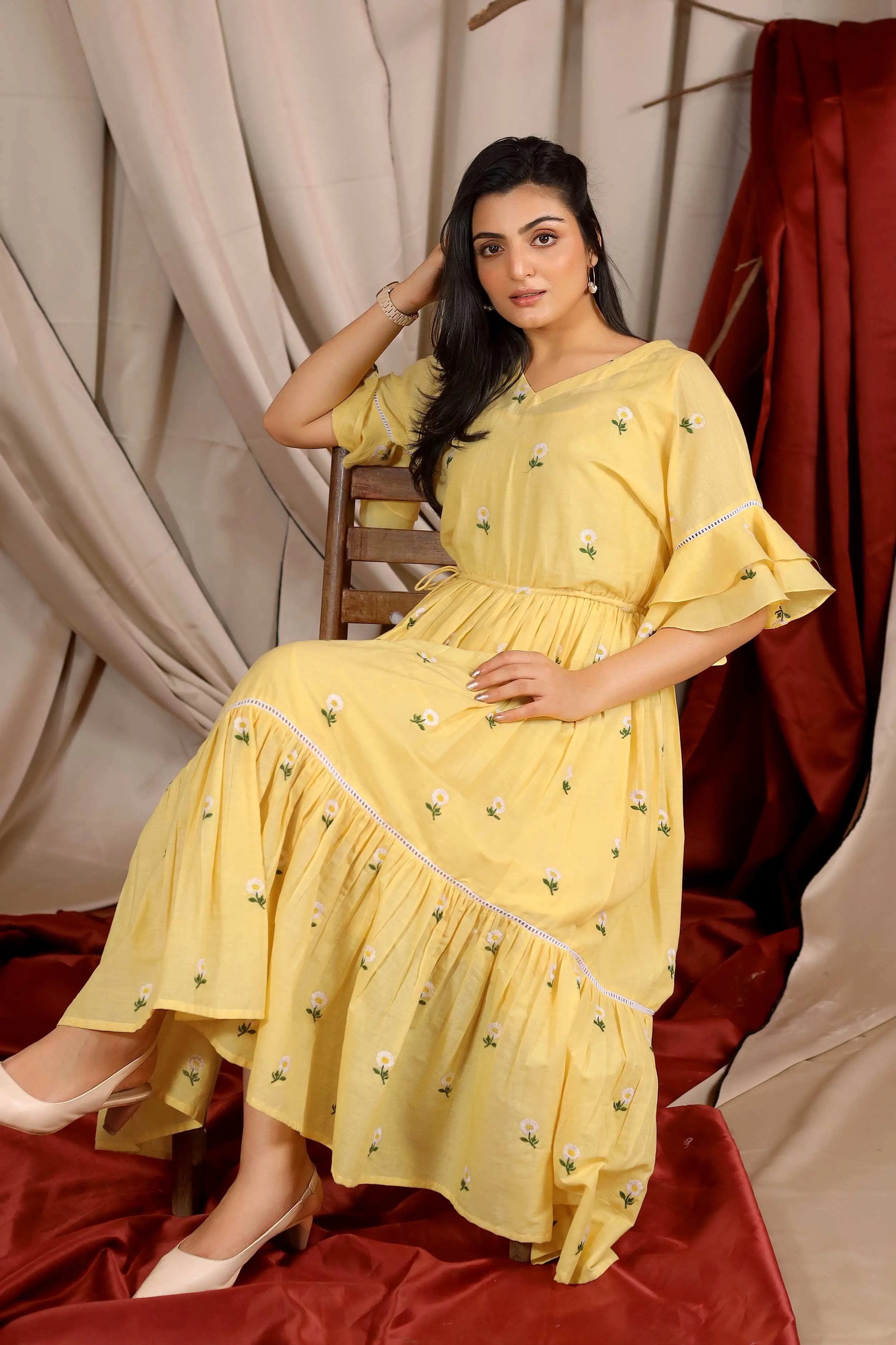 yellow Long dress - Bullionknot