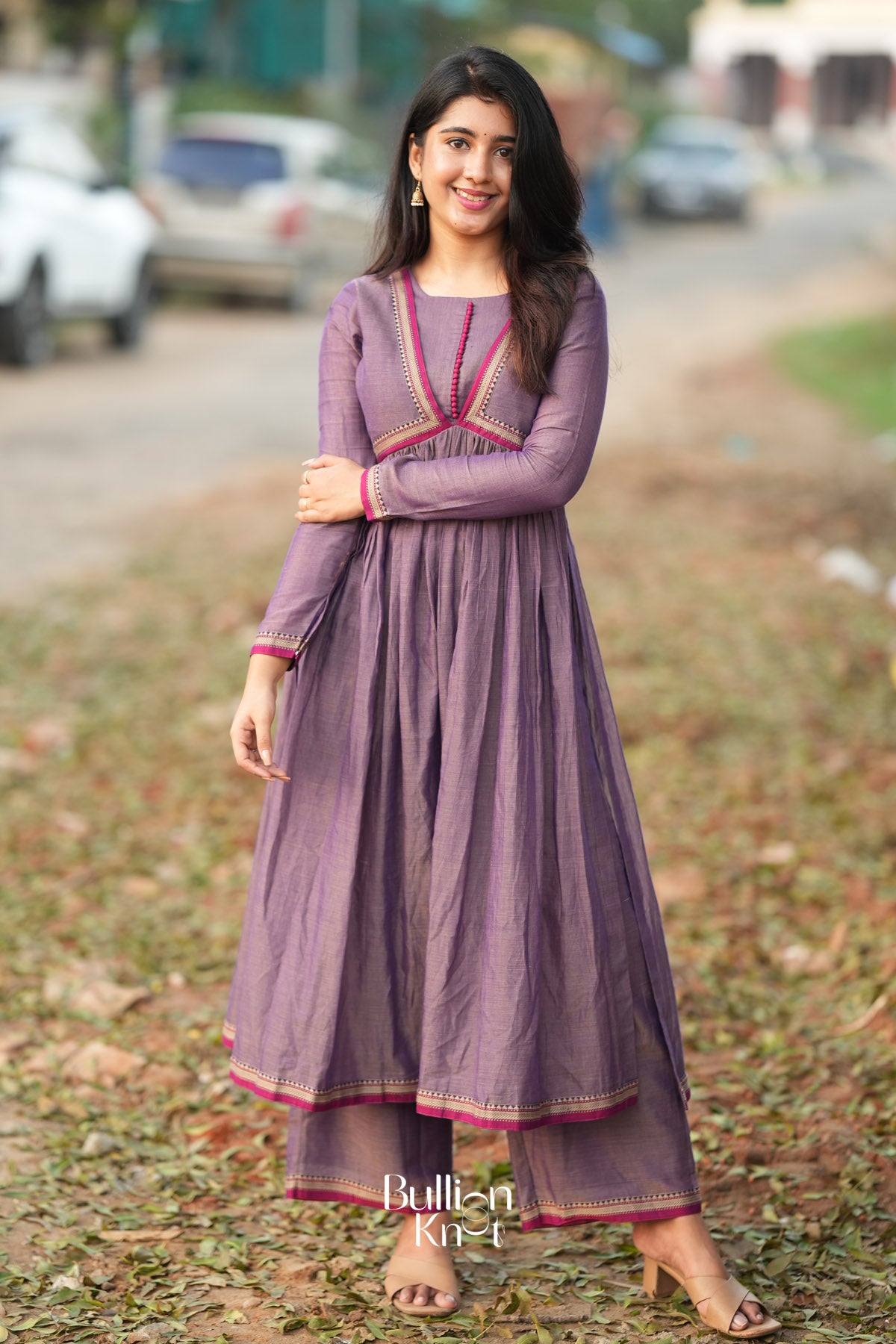 Lipika Kurta Set in Greyish Lavender - Main Image