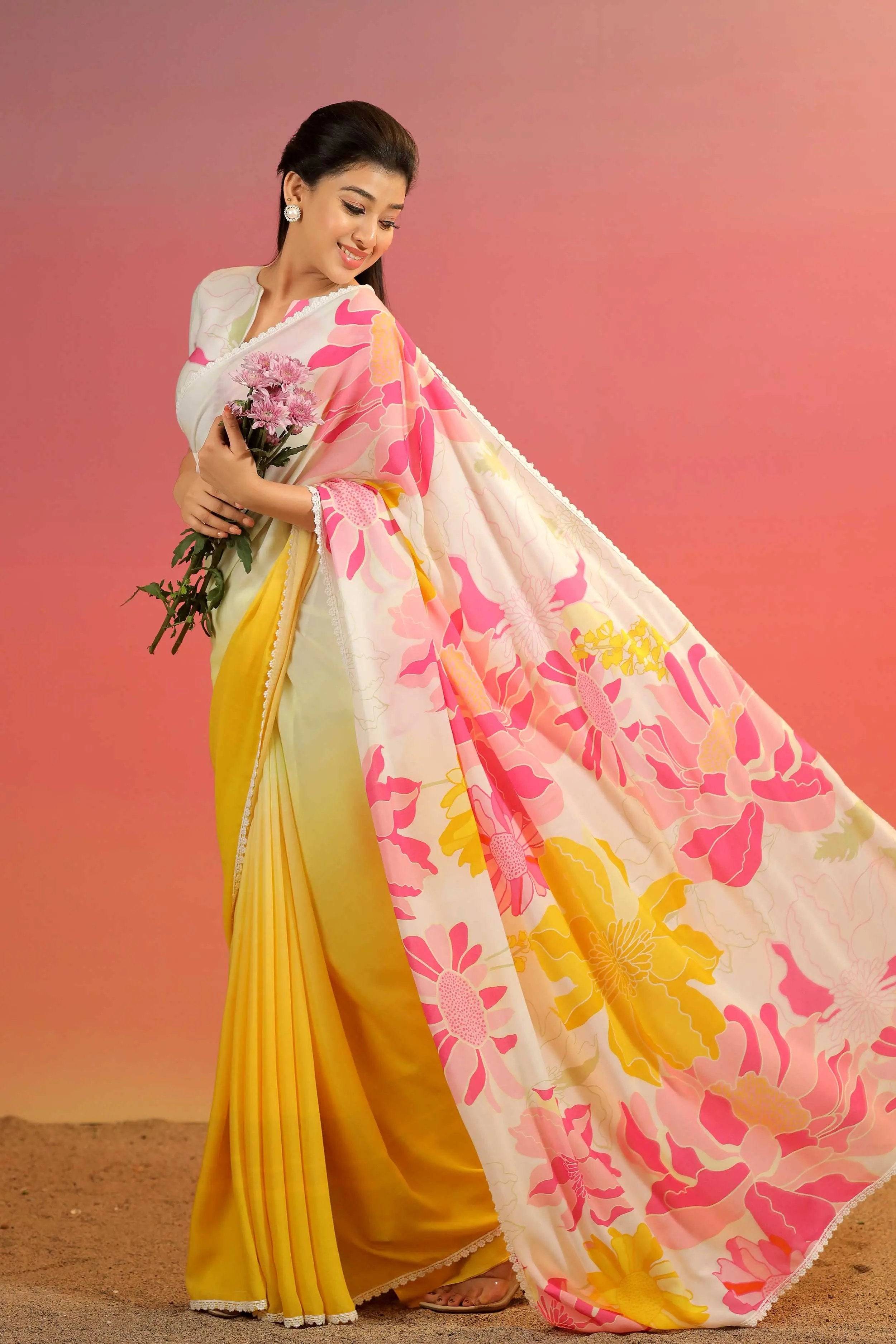 cotton georgette Luna Shiney Saree - Bullionknot