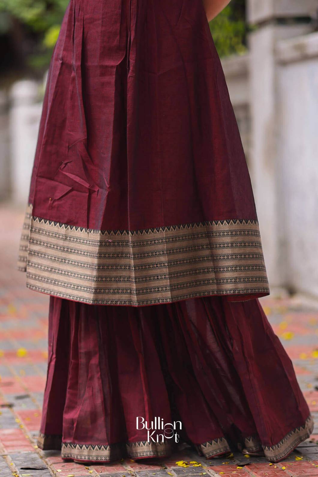 Maanvi Handloom Maroon Sharara Set