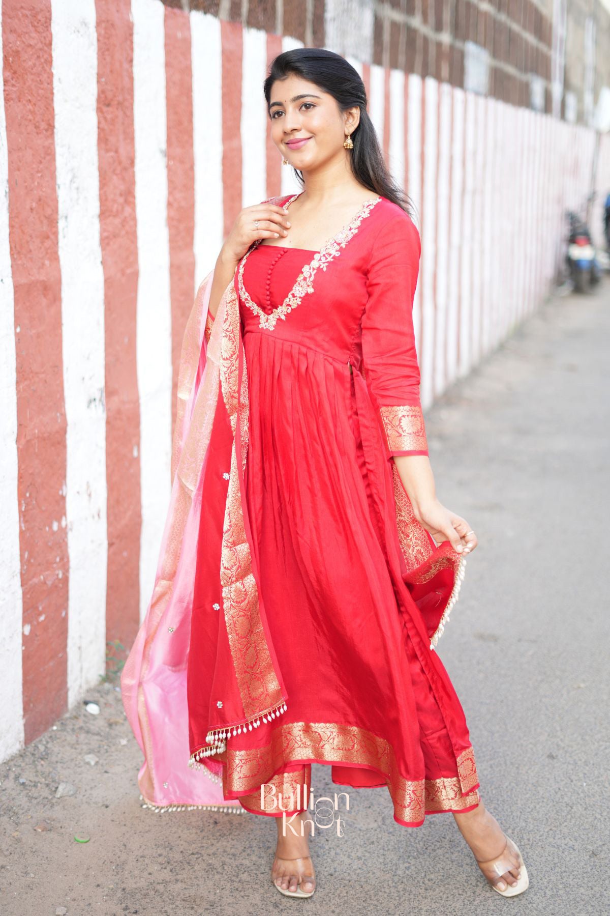 Madhubala Silk Kurta Set in Red