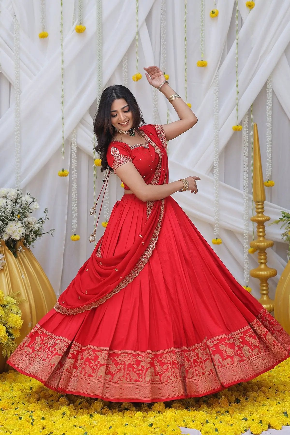 red banarasi saree