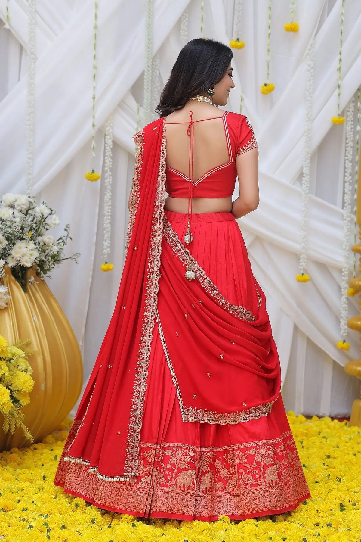 red half saree
