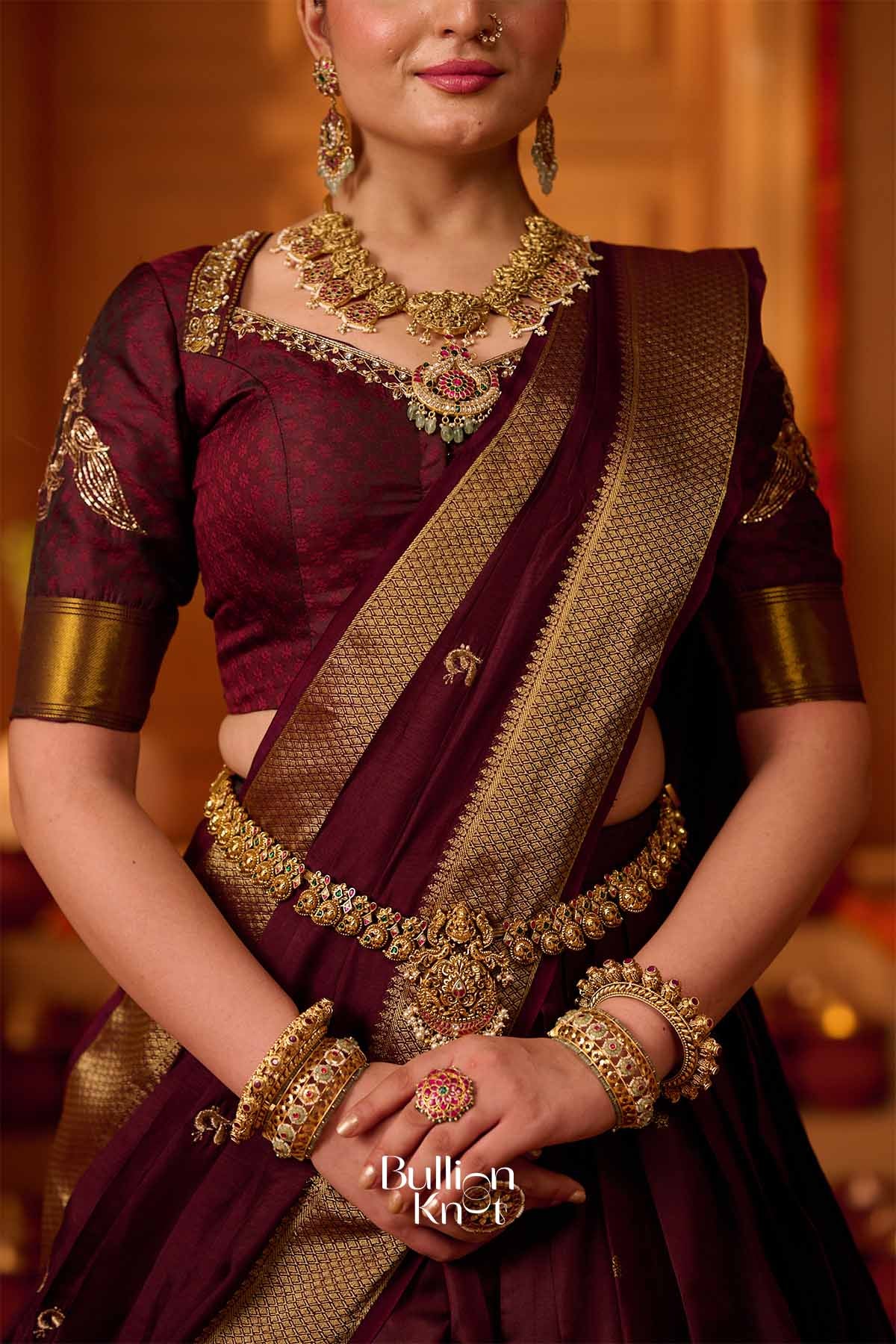 Mahira | Soft Silk Zari Weave Deep Maroon Wine Lehenga Set for Royal Receptions