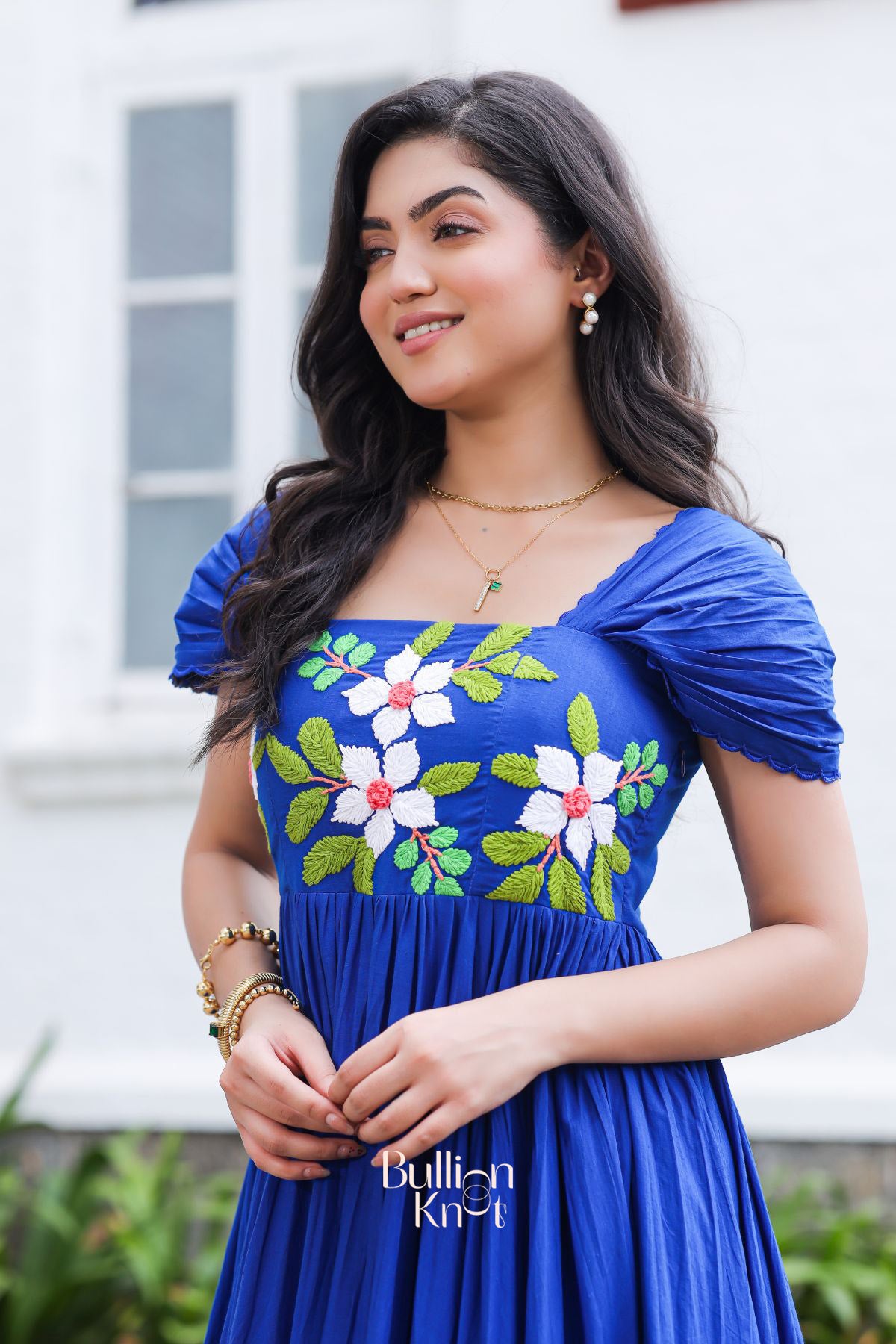 Nebula Maxi Blue Cotton Gown Dress