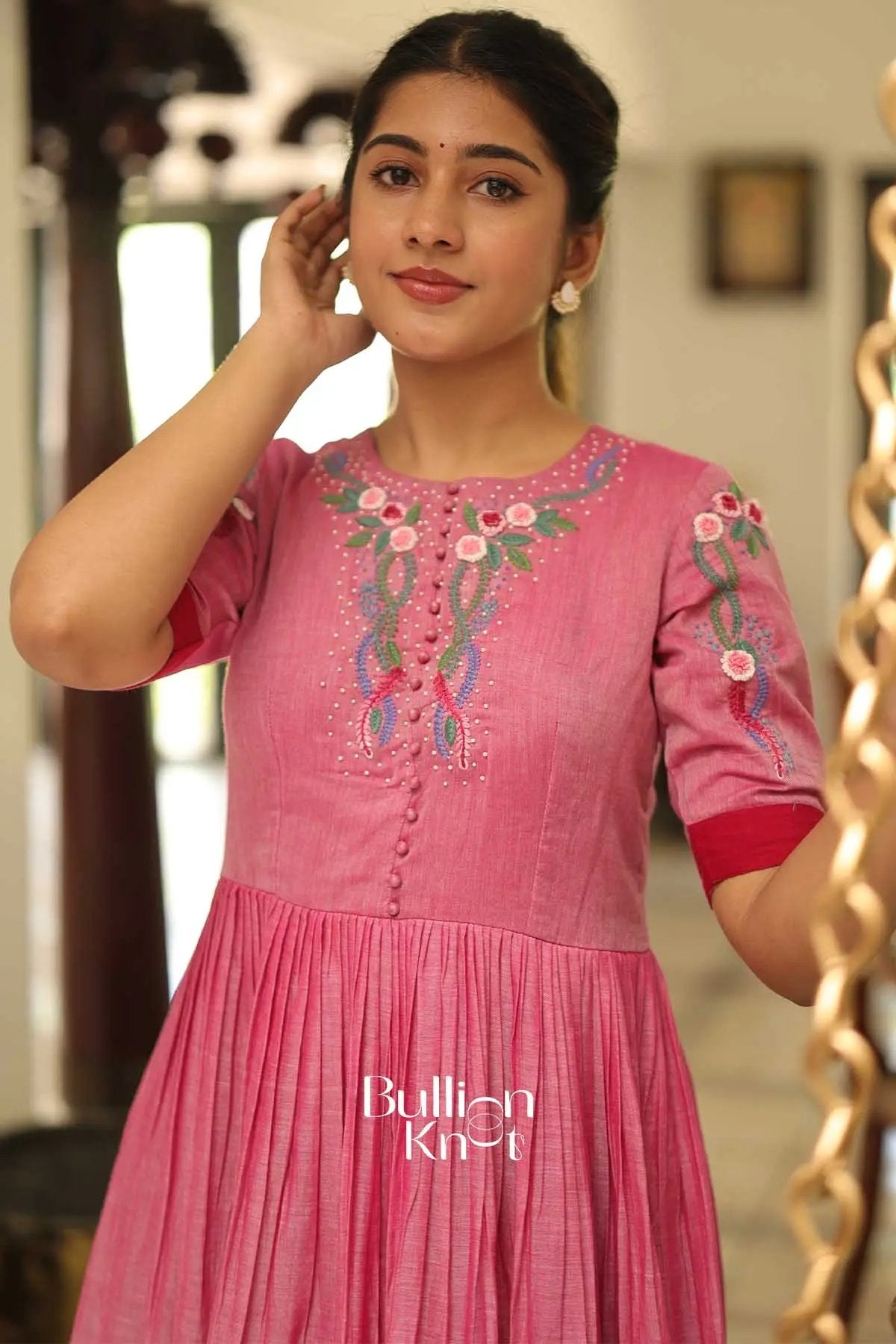 Eeshnika | Handloom Pink Midi For Summer