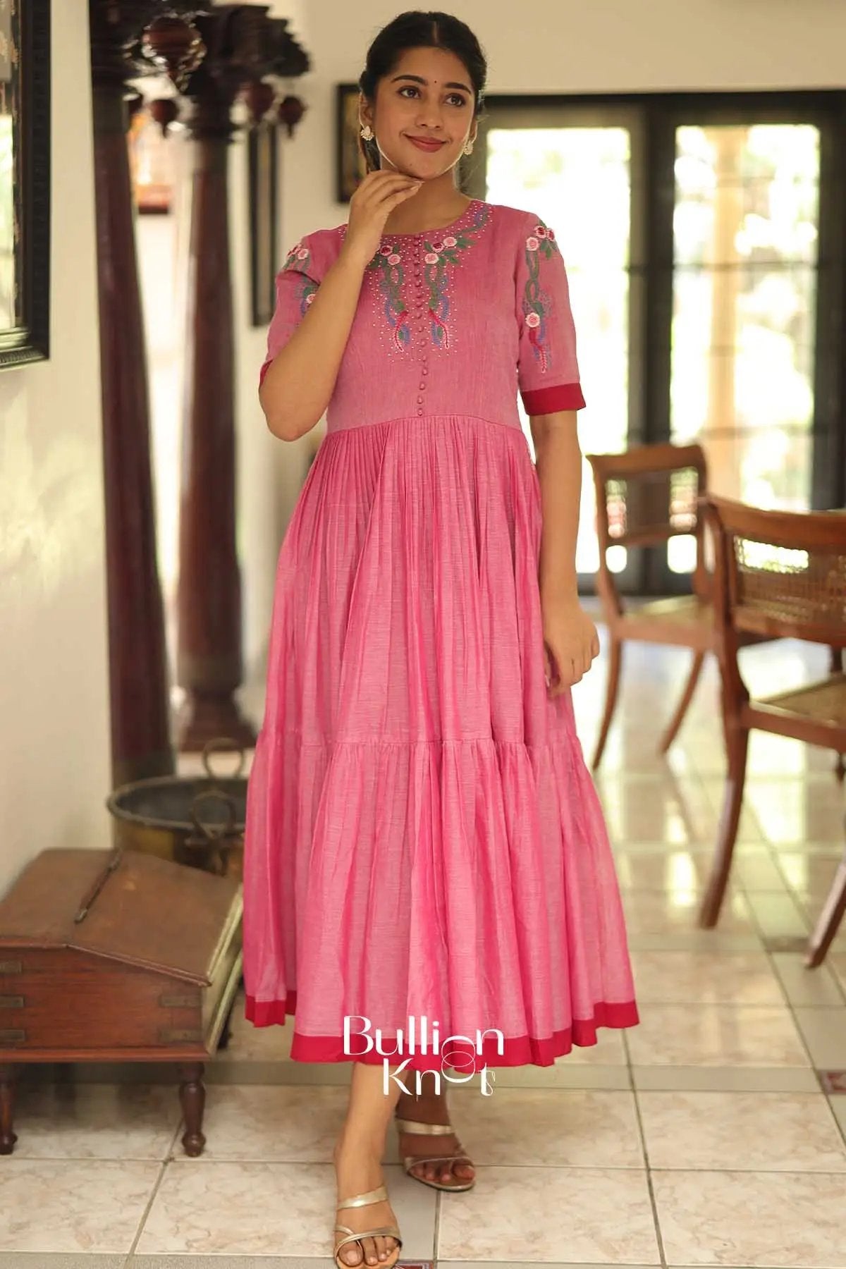 Eeshnika | Handloom Pink Midi For Summer