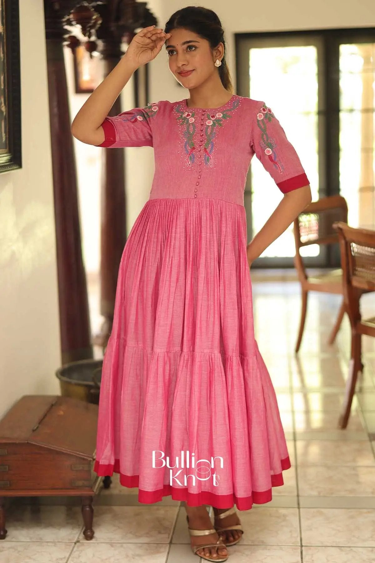 Eeshnika | Handloom Pink Midi For Summer
