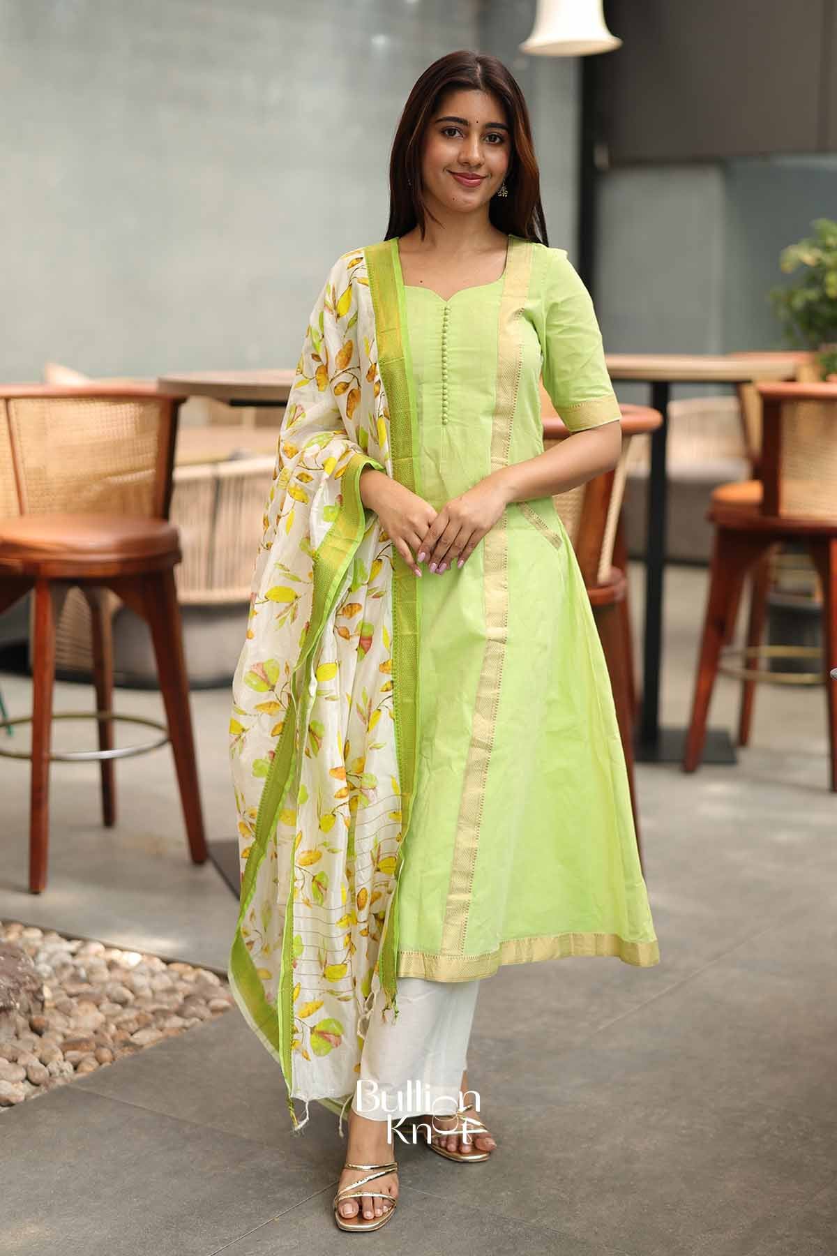 Mintara | Lime A-line Manglagauri Suit Set
