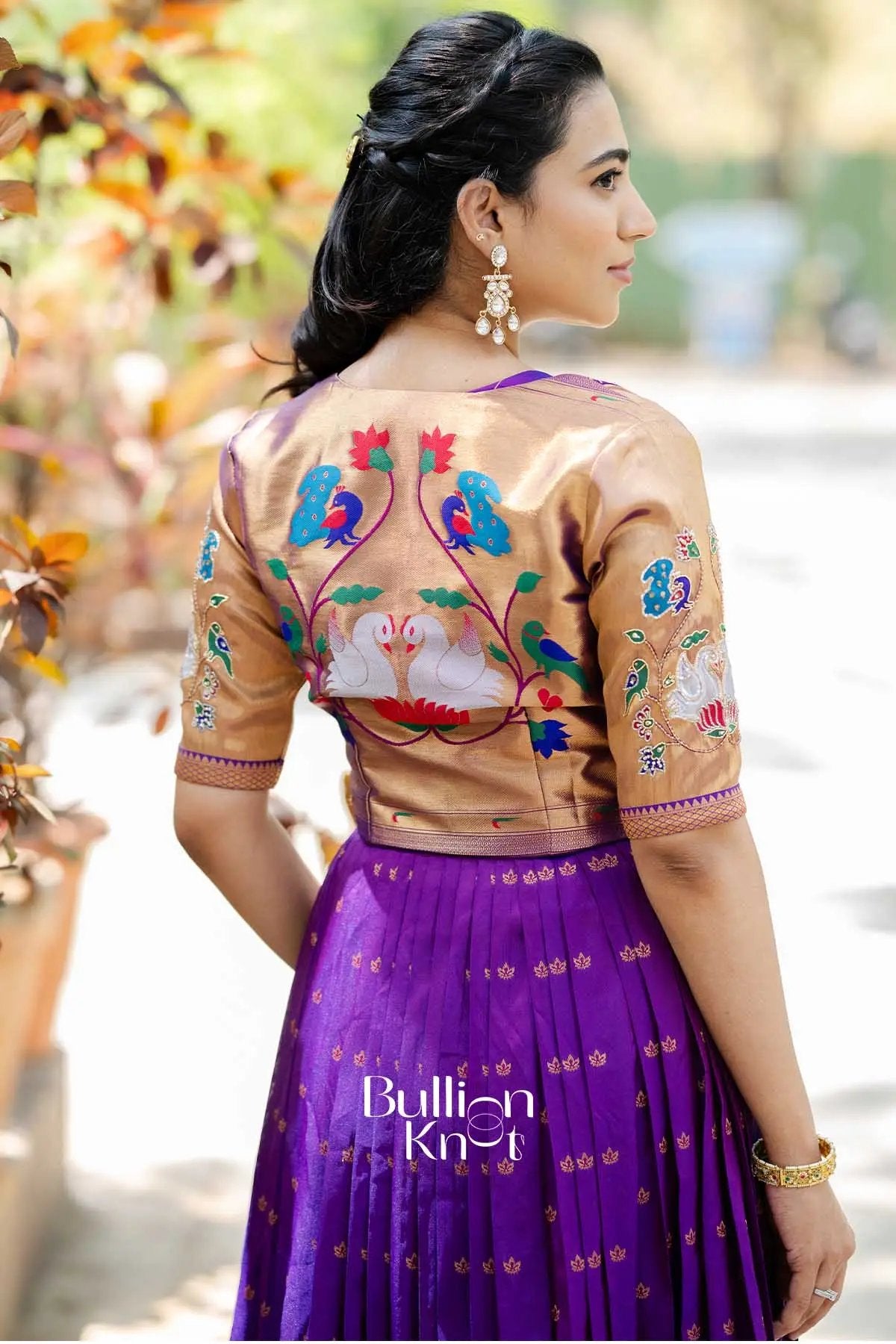 Mirunika | Silk Pethani Purple Pattu Jacket Gown