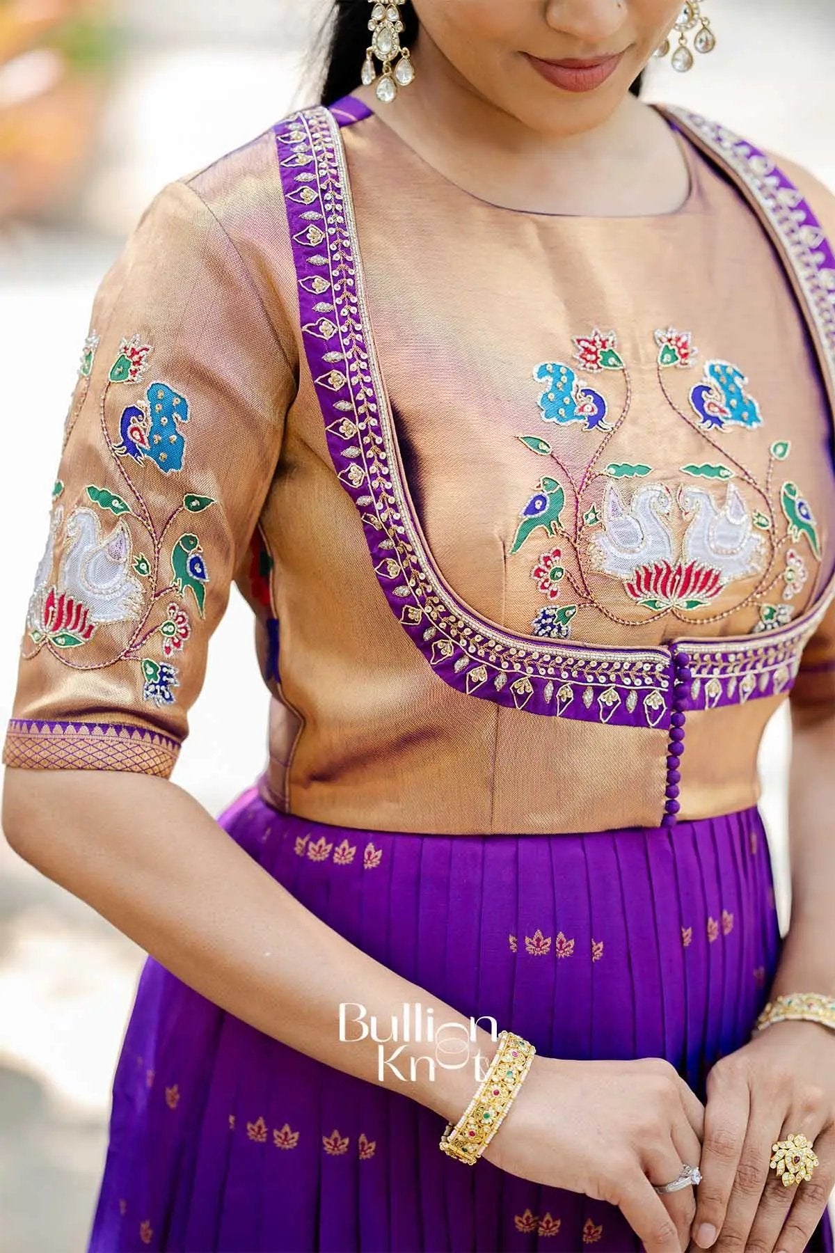 Mirunika | Silk Pethani Purple Pattu Jacket Gown