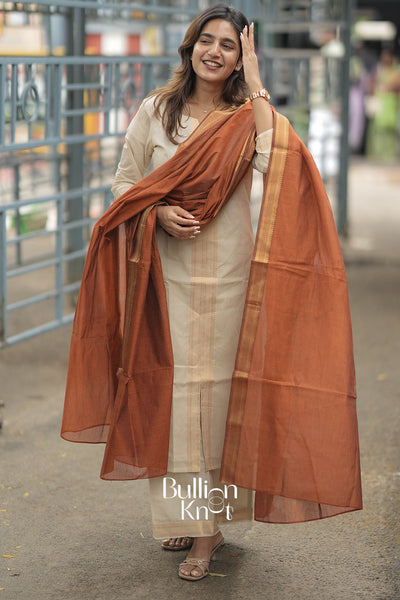 Mishka Mangalgiri Cotton Kurta Set in Maroon