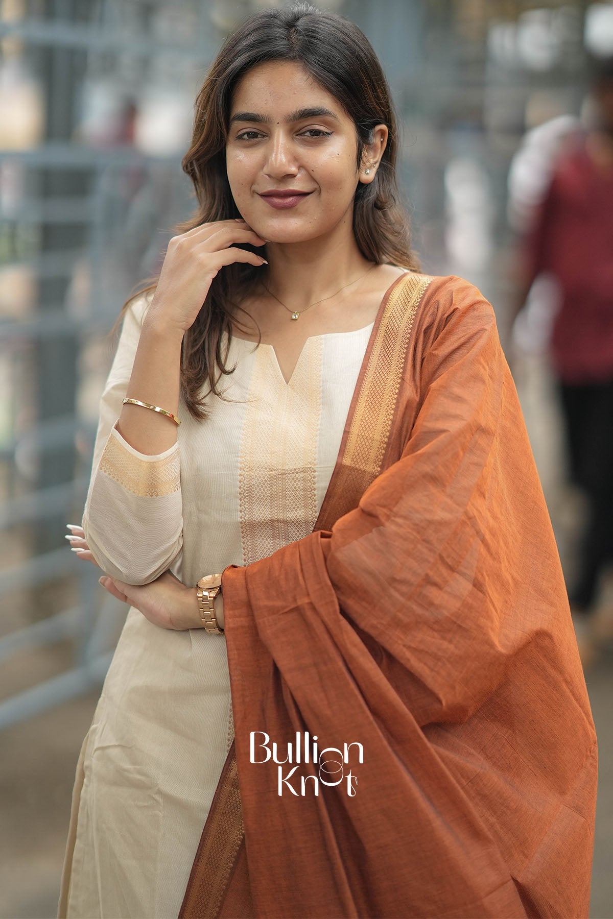 Mishka Mangalgiri Cotton Kurta Set in Maroon