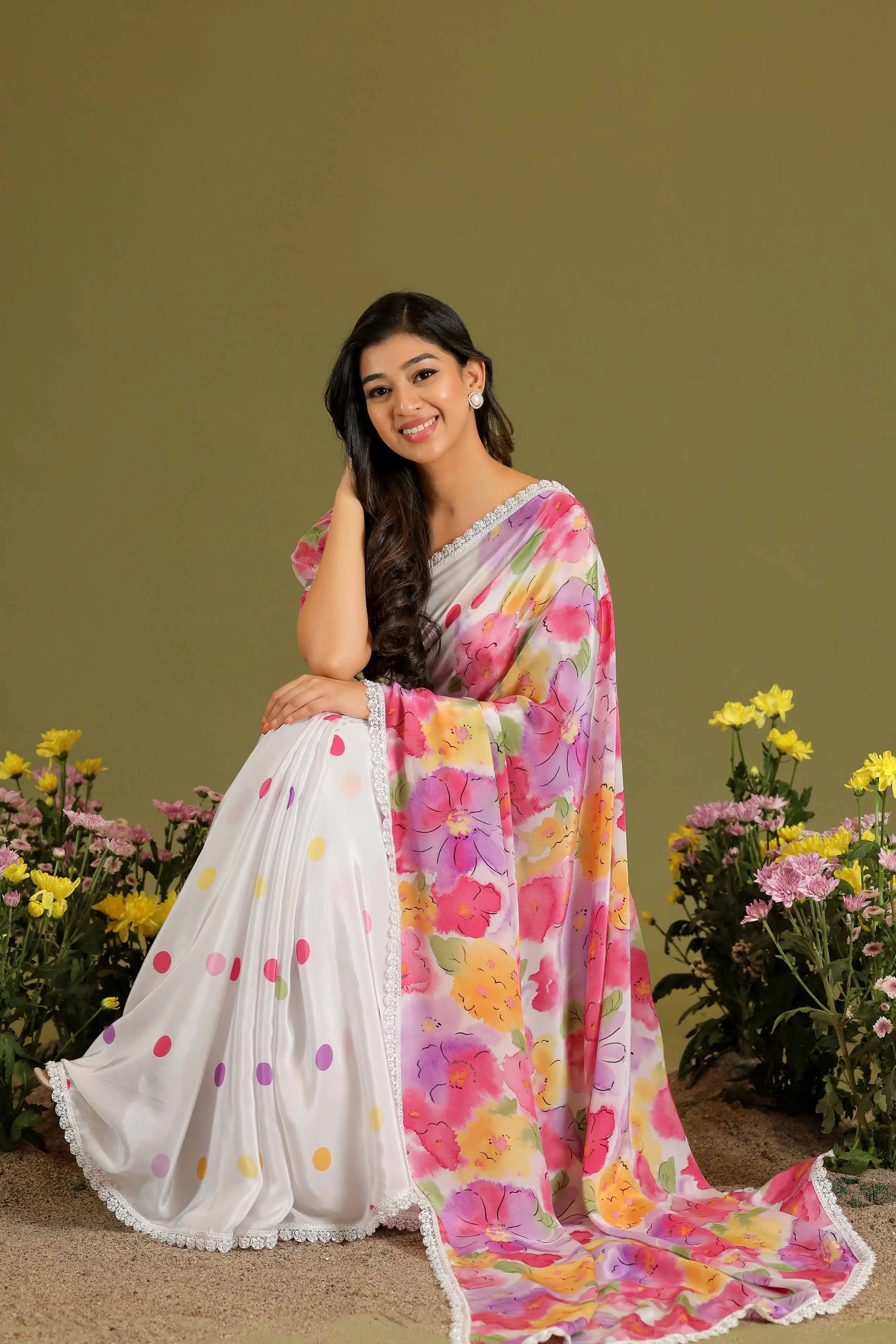 Morning Glory Retro Prints Saree