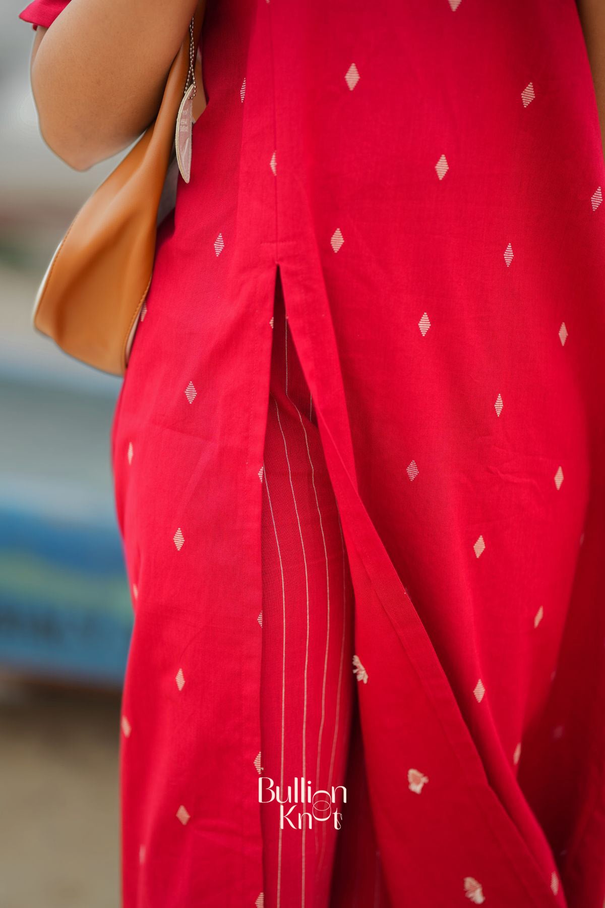 Mrunal Handloom Co-ord Set in Red