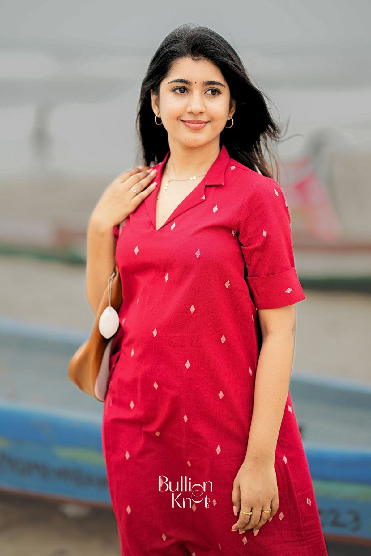 Mrunal Handloom Co-ord Set in Red