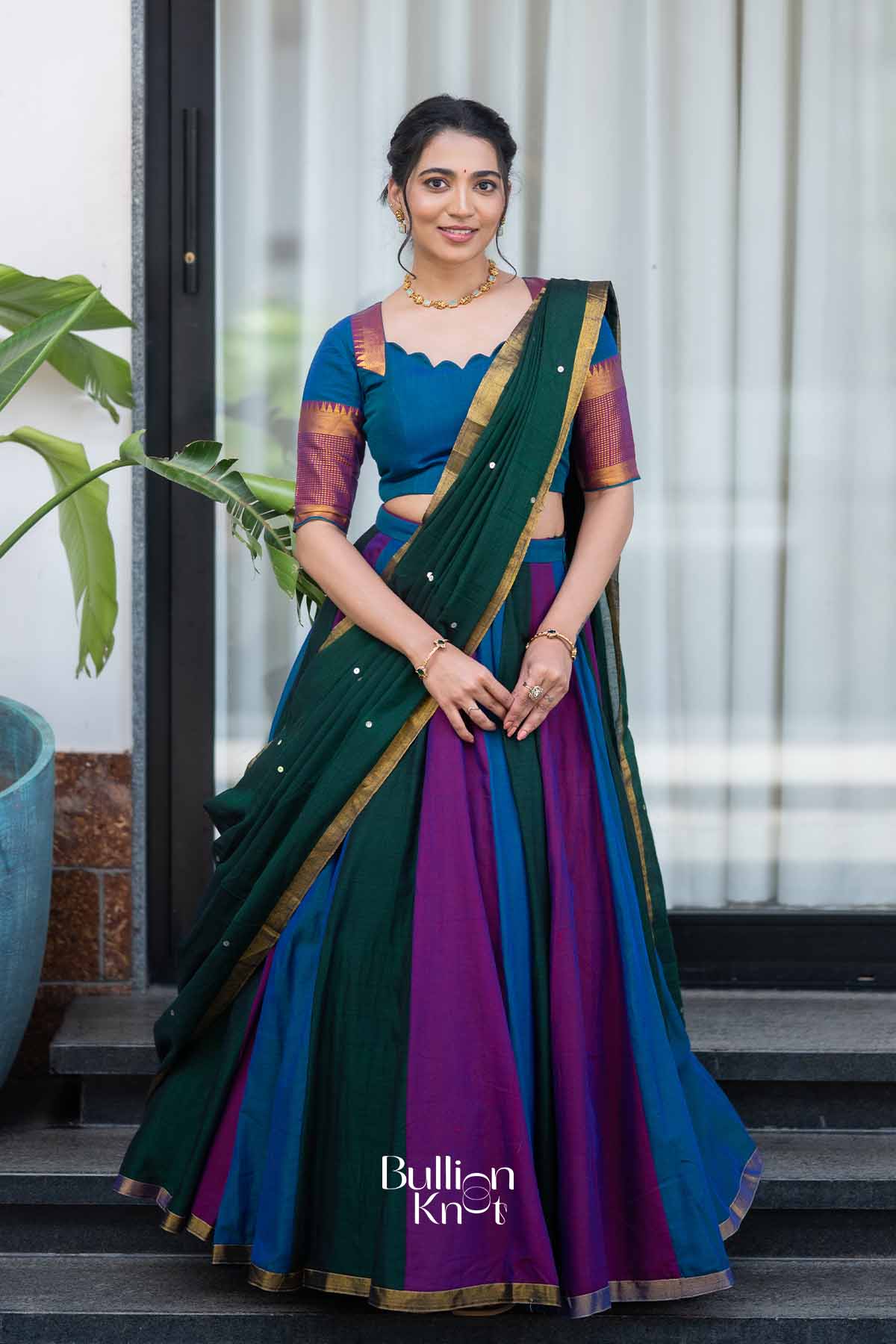 Navrang | Multicolor Handloom Half Saree | Festive Celebration