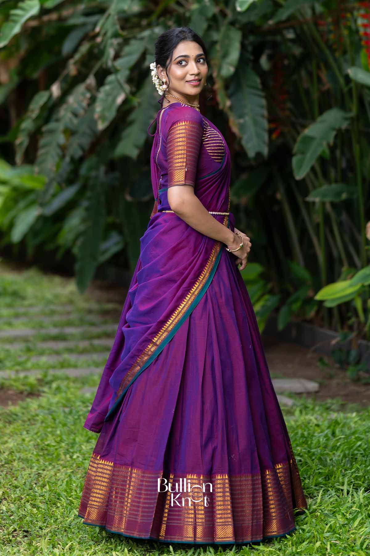 Nazakat | Magenta Handloom Half Saree | Festive Charm