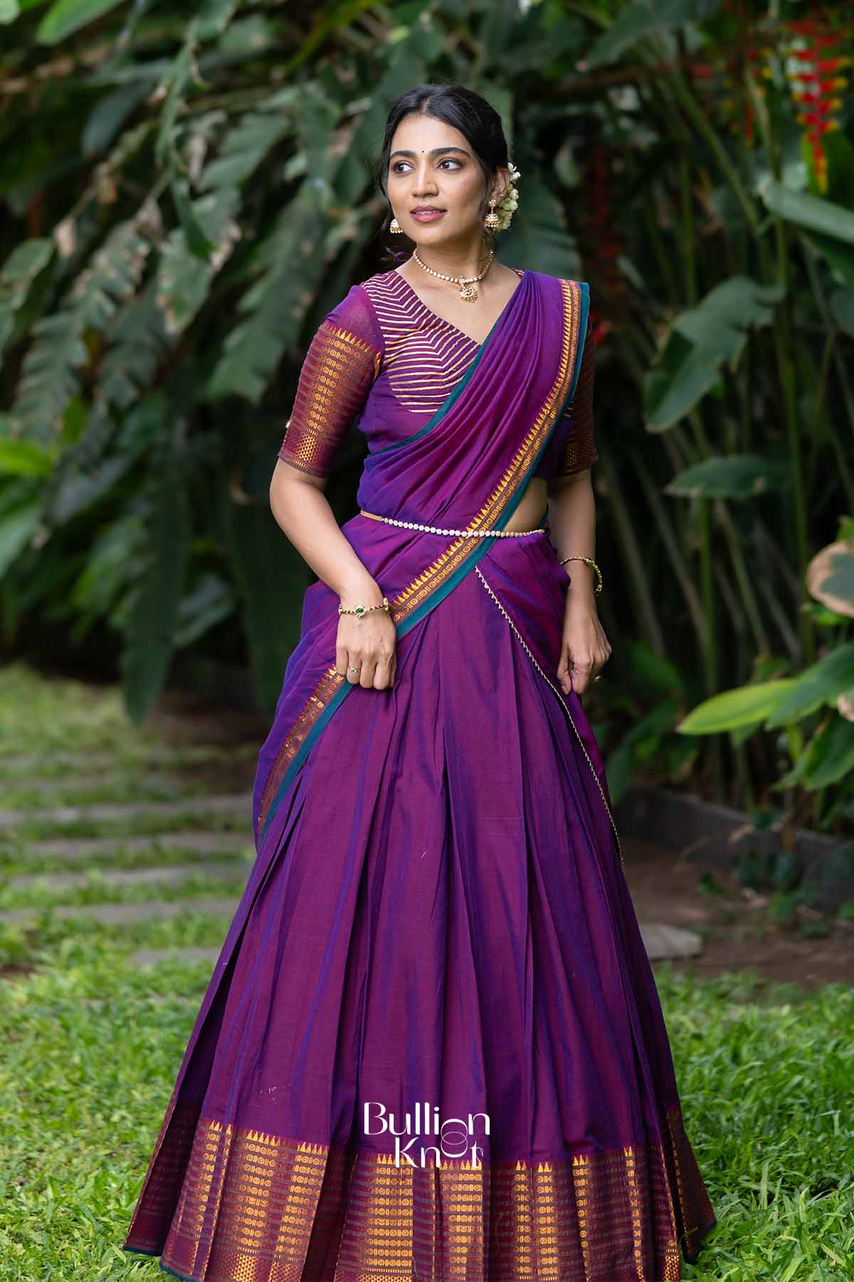 Nazakat | Magenta Handloom Half Saree | Festive Charm