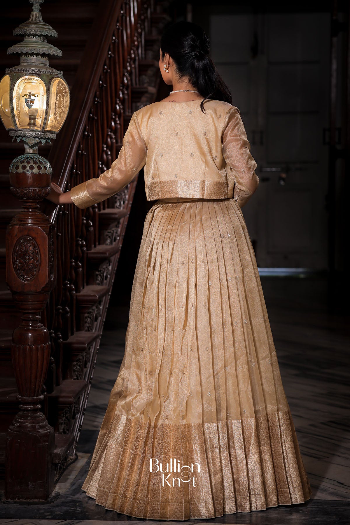 Nainika Zari Tissue Golden Detachable Jacket Gown Dress Nainika Zari Tissue Golden Detachable Jacket Gown Dress