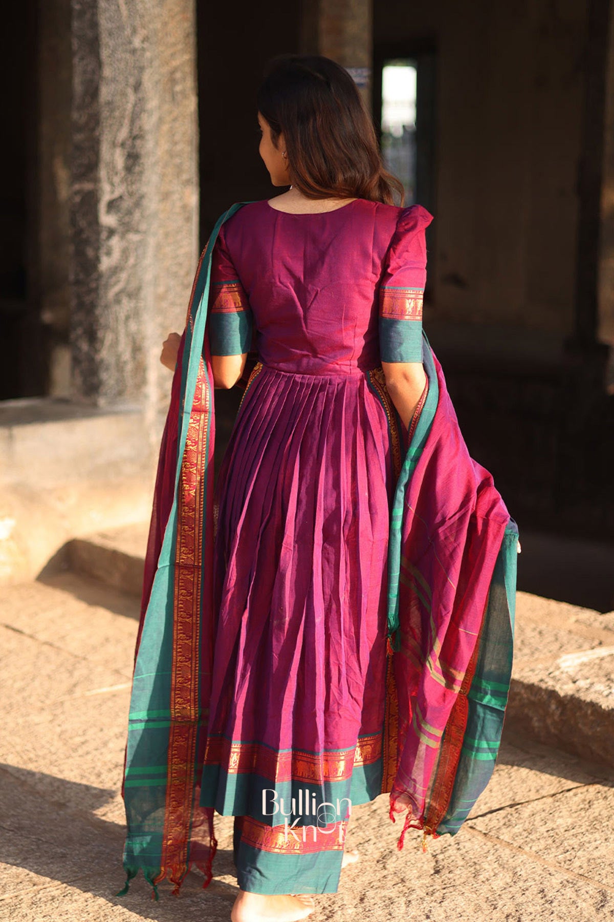 Narthaki Handloom Kurta Set (Dress) in Magenta