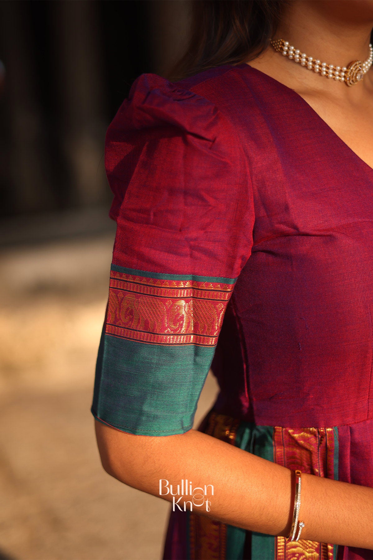 Narthaki Handloom Kurta Set (Dress) in Magenta