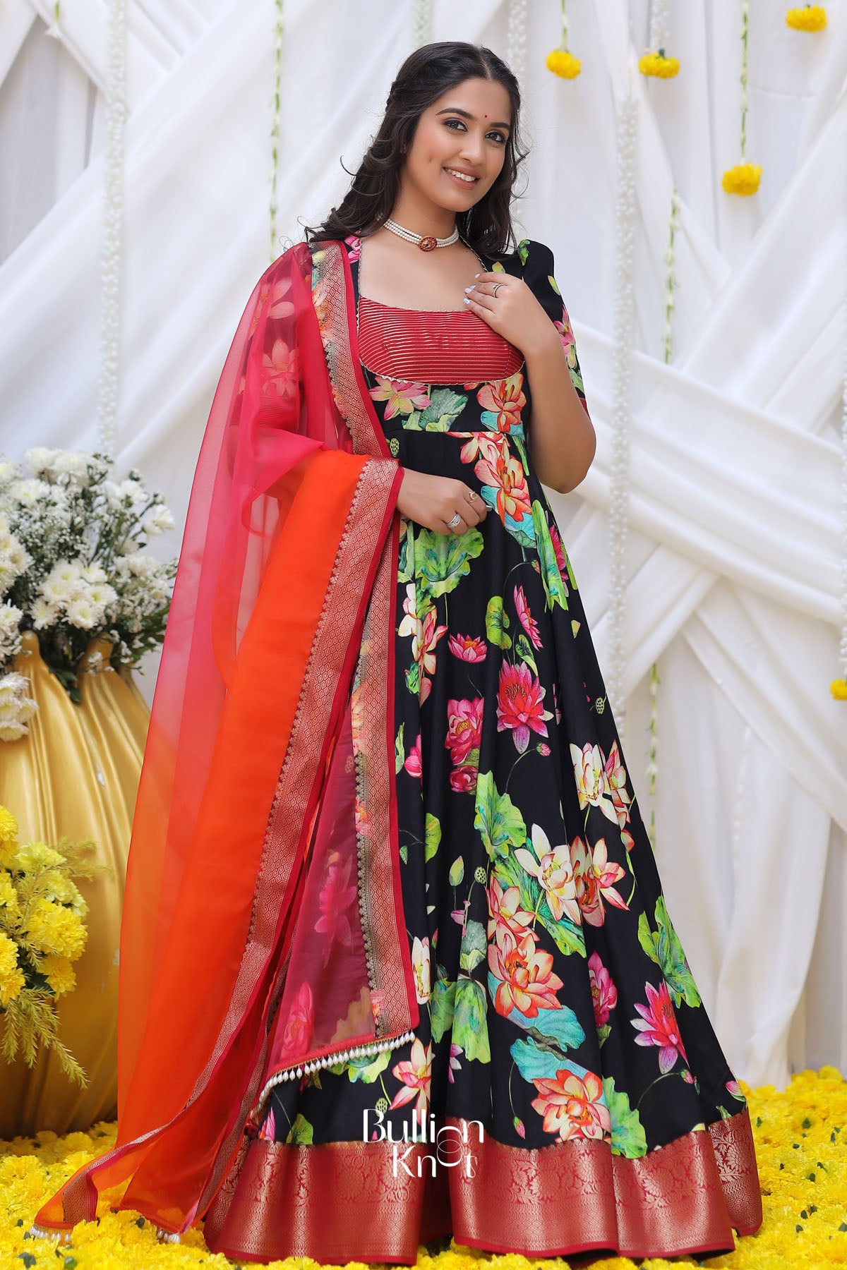 Neera Banarasi Black Long Anarkali Suit(Dress) M / Black Neera Banarasi Black Long Anarkali Suit(Dress) M / Black