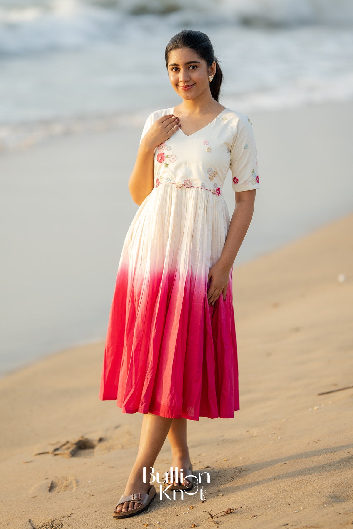 Niaa Chander White Midi Dress front view