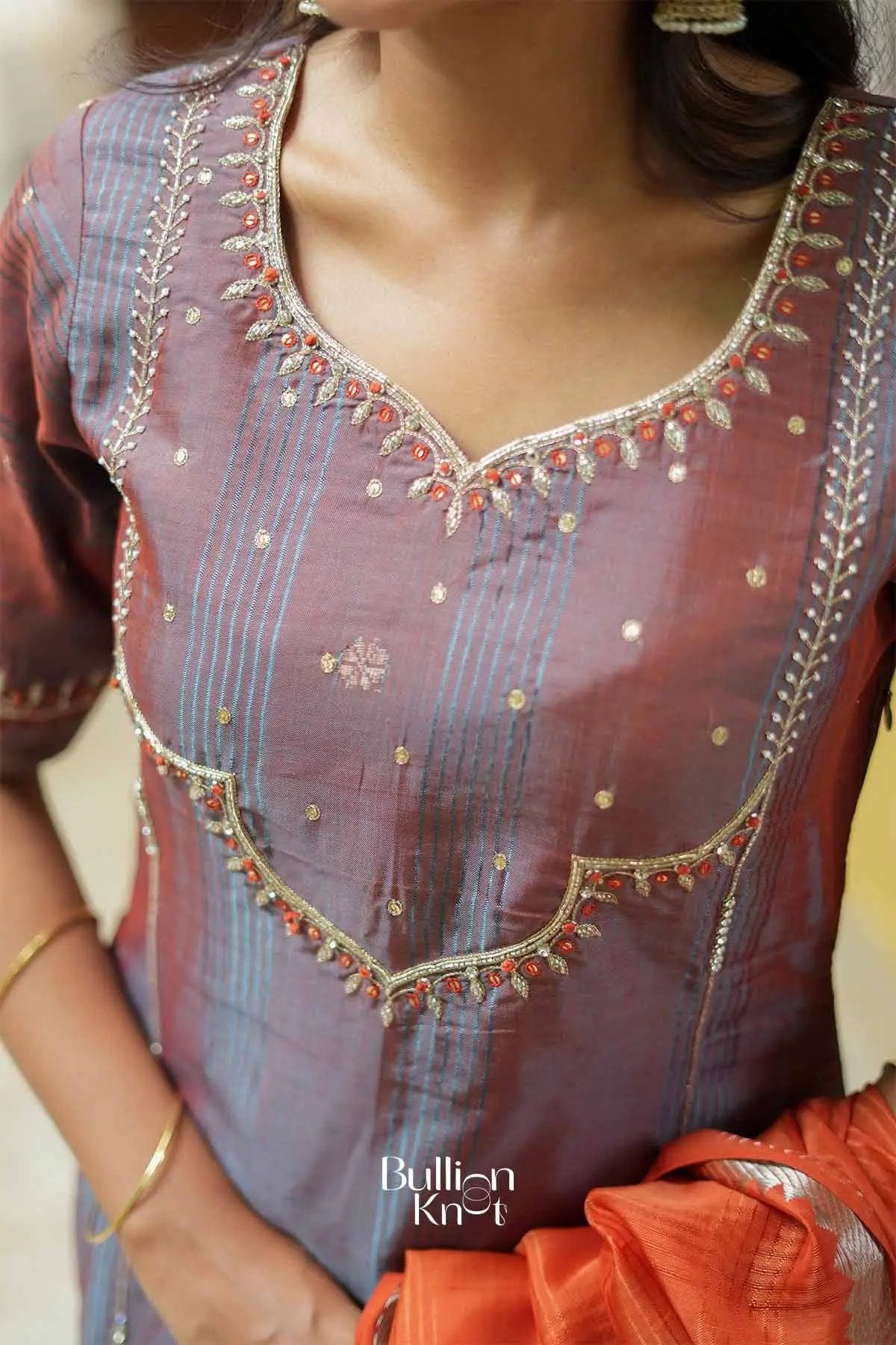 Niharika | Mangalagiri Cotton Maroon Suit Set for Festive Celebrations